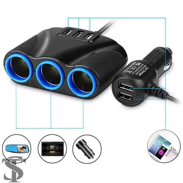 並行輸入品 12V/24V 3ウェイオートソケット 車用シガレットプラグアダプター プラグスプリッタ...