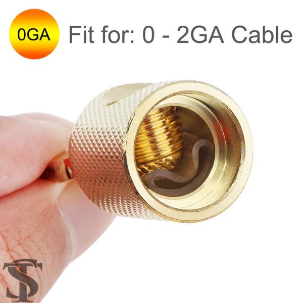 並行輸入品 0ゲージ真鍮 金メッキリングセットスクリュー付きバッテリーリング端子 0〜2ゲージワイヤ...