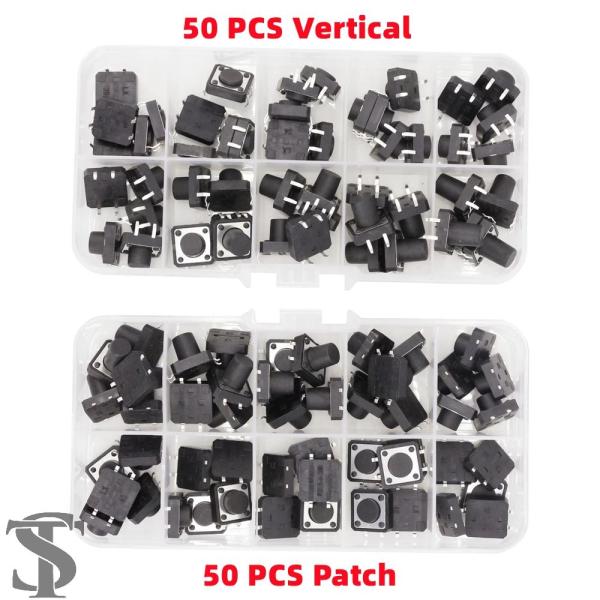 並行輸入品  50 PCS 10モデル 12 * 12 タクトスイッチ タクタイルプッシュボタンスイ...