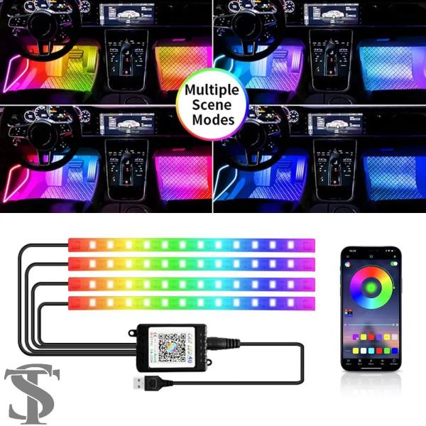 並行輸入品 USB シガレットプラグ バックライト付き 車用 LED フット アンビエント音楽コント...