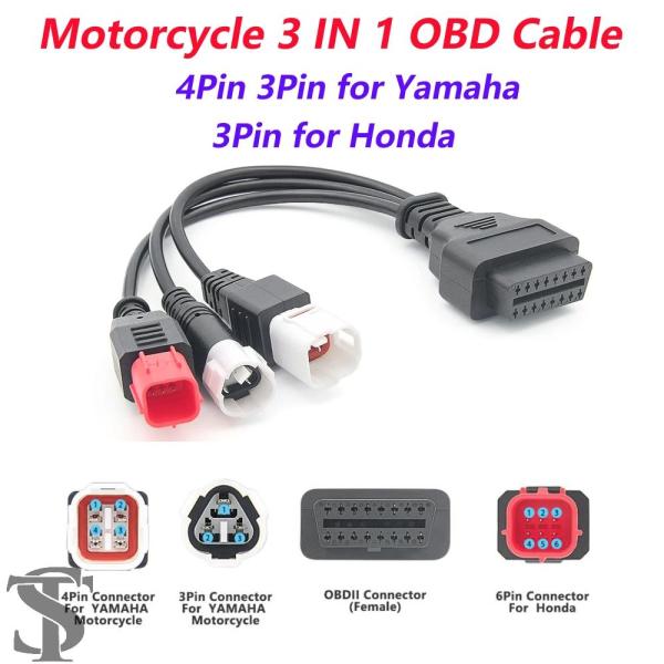 並行輸入品  ヤマハ3ピン4ピンホンダ6ピンOBD2 16ピンバイク診断コネクタケーブルアダプタOB...
