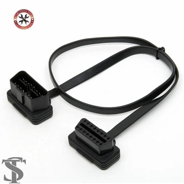 並行輸入品  麺よう平ら薄い OBDII OBD2 16ピン ELM327 オス-メス エルボ延長 ...