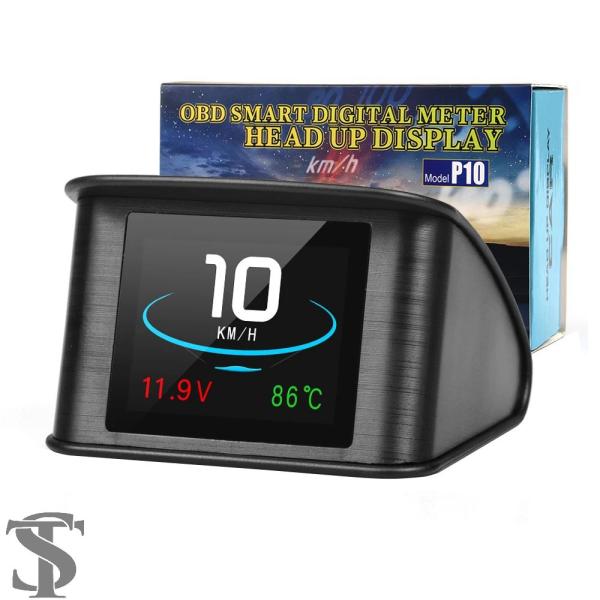 並行輸入品  汎用HUD P10 OBD2スマートデジタルメーターヘッドアップディスプレイ過スピード...