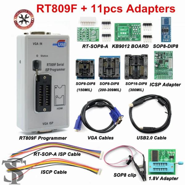 並行輸入品  オリジナル RT809F プログラマー +11 アダプター + SOP8 IC クリッ...