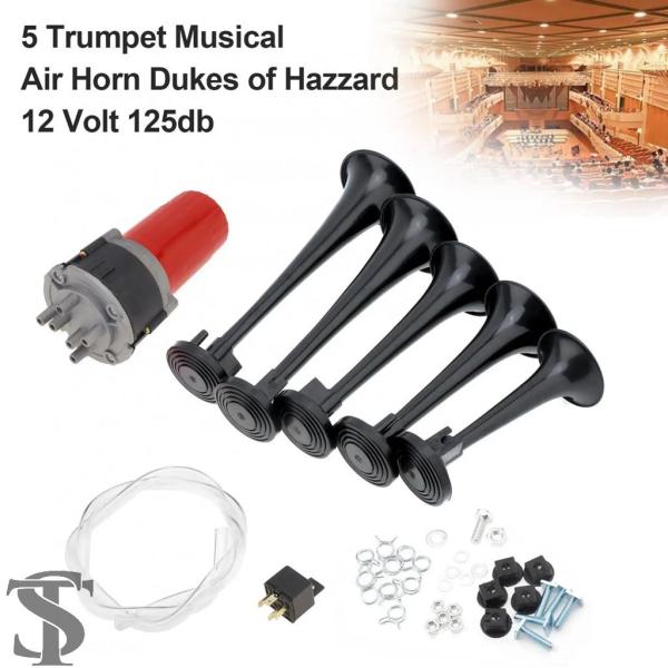 並行輸入品  5個 12V 車用エアホーン 125DB 大音量トランペットコンプレッサー ミュージカ...