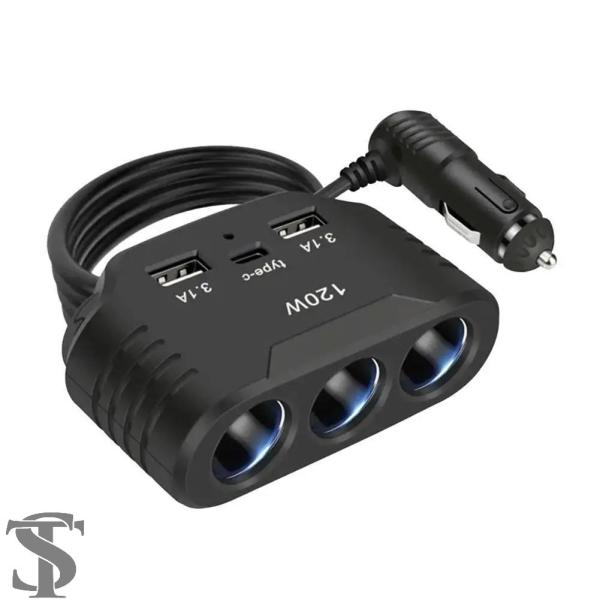 並行輸入品  3 IN 1 デュアルUSBソケット 120W 車用シガレットプラグスプリッター 12...