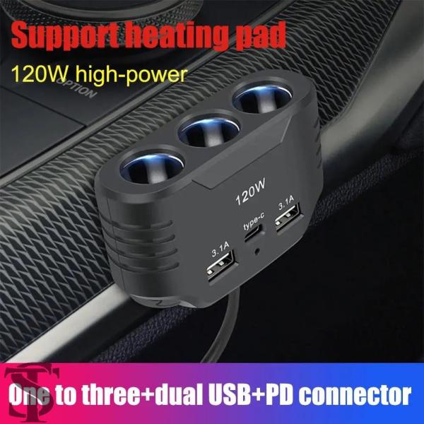 並行輸入品  3-IN-1 車用シガレットプラグスプリッター デュアルUSBソケット 12V 24V...