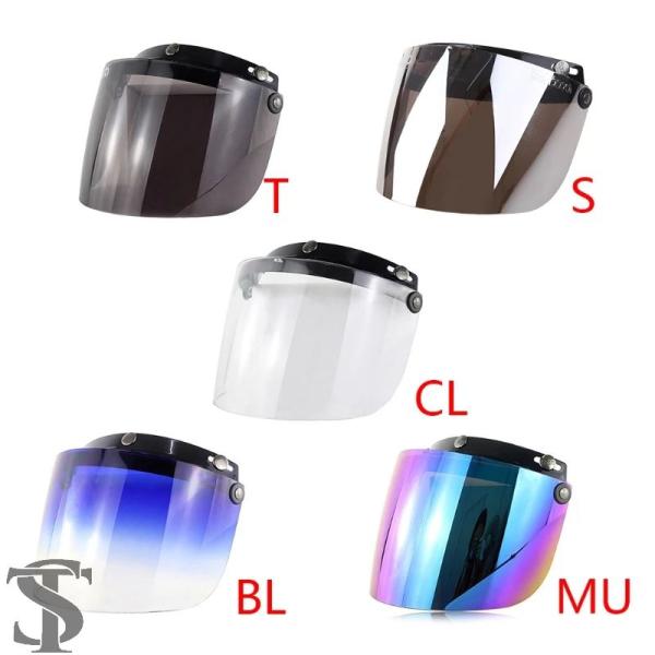 並行輸入品 防風 3 スナップバイザーレンズシールドバイク用フリップアップダウンオープンフェイスアン...