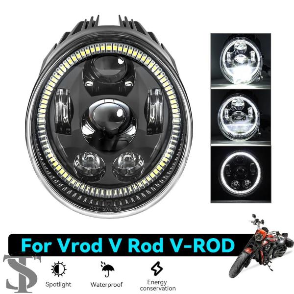 並行輸入品 バイクヘッドランプ VROD LED ヘイローヘッドライト DRL ハーレー 02-16...