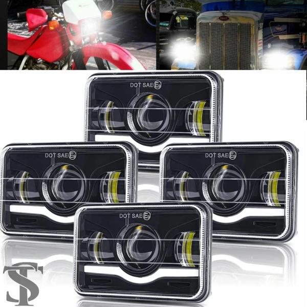 並行輸入品 12V 24V 4X6インチLED H4ヘッドライト DRL付き作業灯 H4651 H4...