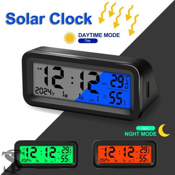 【並行輸入品】ソーラー車時計自動車用電子 LED デジタル時計温度計湿度計表示時間発光カーアクセサリ...