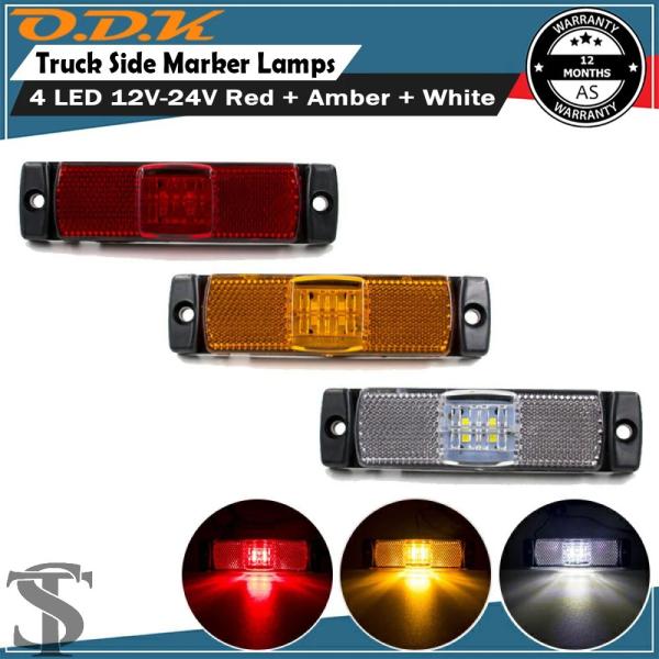 並行輸入品 2個 12V 24V 長方形 4個LED 赤 白 アンバー サイドアウトラインマーカーラ...