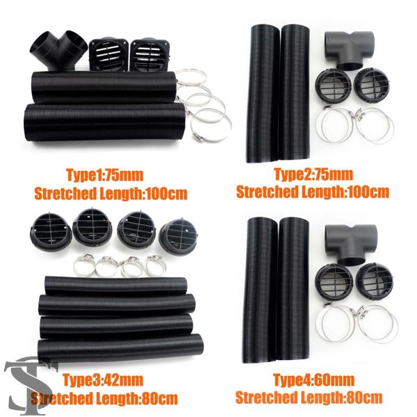 並行輸入品 42/60/75 MMオートヒーター T Y パイプダクト温エアアウトレット黒ベバスト ...