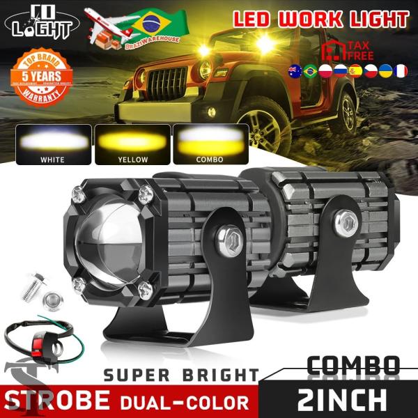 並行輸入品 6000K/3000K LED ワークライトバー 12V 24V ホワイトイエローストロ...