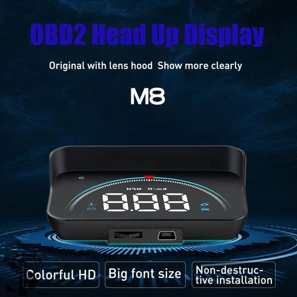 並行輸入品 M8 HUD OBD ヘッドアップディスプレイ OBD2 16 画面表示スピード超過電圧...