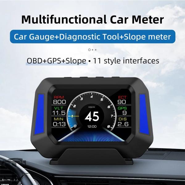 並行輸入品 P21 カー HUD 4 4 傾斜計 OBD + GPS + 傾斜計 HUD 勾配 GP...