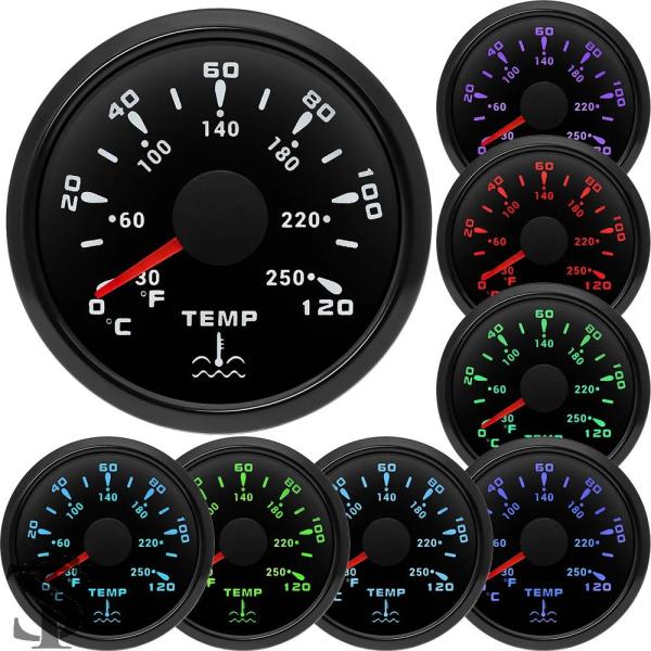 並行輸入品 0 ? 120 ℃ 2 インチ52 MM水温計 7 色バックライト水温センサー 1/8N...