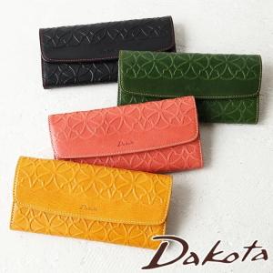 ダコタ 長財布 リリーヴォ 小銭入れ付き Dakota 0030653 七宝文様 花柄 型押し かぶせ フラップ ギャルソン レザー 本革 イタリア製牛革 正規品