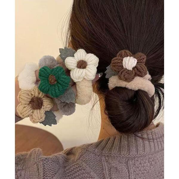 花モチーフ ヘアゴム レディース 秋冬