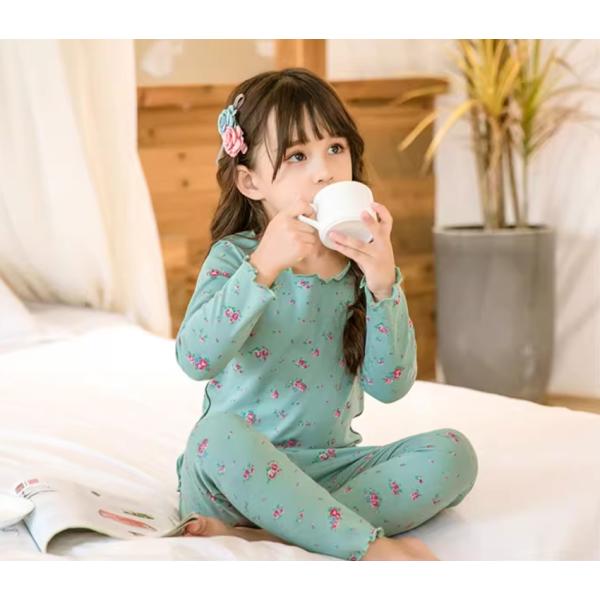 キッズ パジャマ 部屋着 女の子 花柄 可愛い かわいい ルームウェア 90 100 110 120...