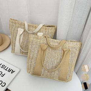 かごバッグ レディース大容量草編みバッグの商品画像