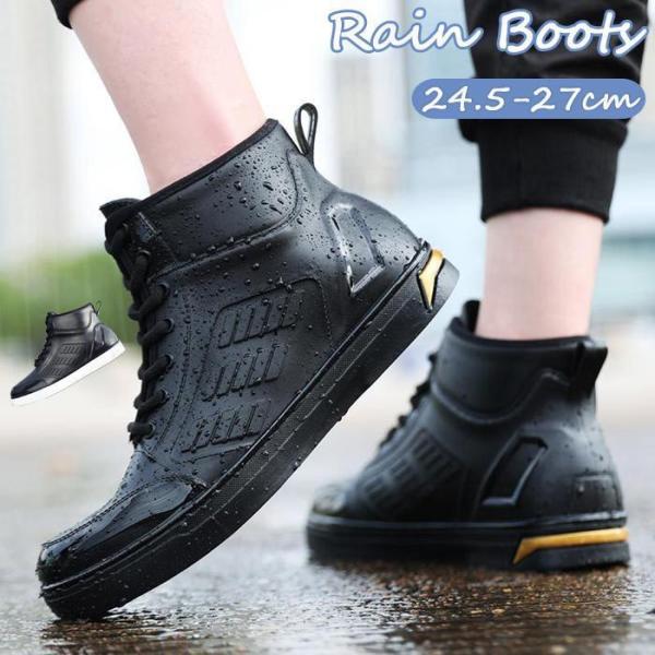 レインシューズ メンズ レインブーツ 完全防水 軽量 柔軟 ソフト スニーカー ショートブーツ ラバ...