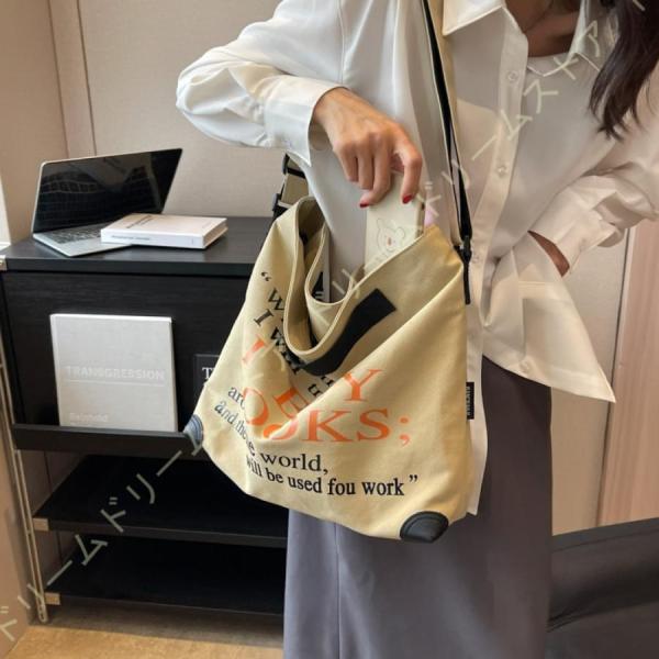 トートバッグ ハンドバッグ レディース 大容量 2way 収納多数 キャンバス 耐久 内袋付き 公園...