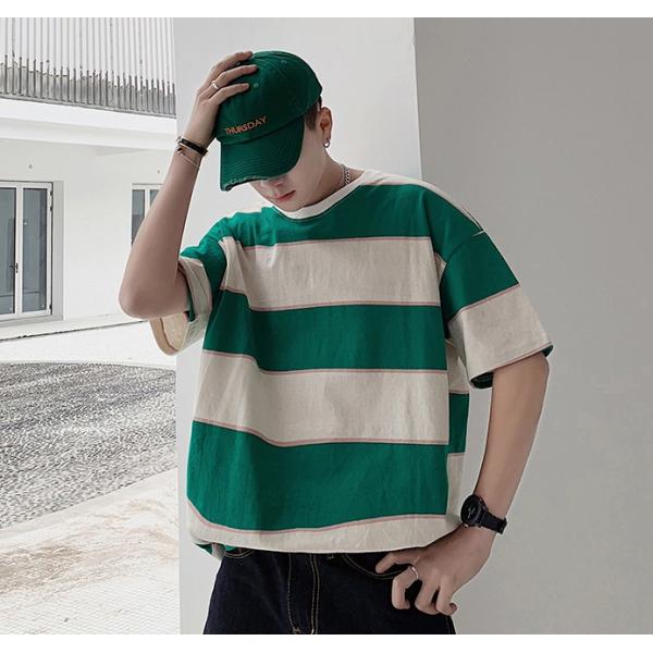 メンズ 新作品 ルームウェア ストリート系 ボーダー柄 Tシャツ スポーツ 半袖tシャツ オシャレ ...