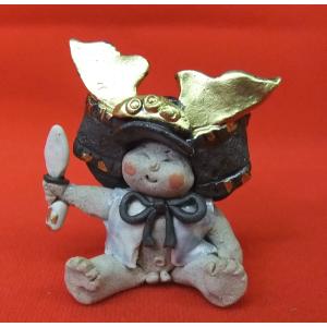 節分 青鬼 手作りの陶人形 わらべおに 青 縁起 魔除け 瀬戸焼人形 豆