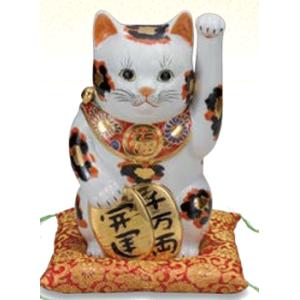 九谷焼　縁起物　8号小判招き猫・金三毛　招福　商売繁盛　千客万来　金運　幸運　吉祥｜towakouribu