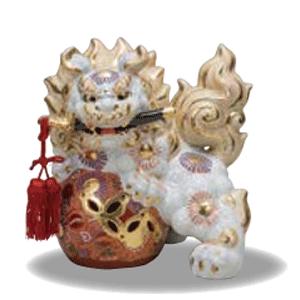 九谷焼 縁起物 8号剣獅子・盛 魔除け 退魔 お守り 招福 金運 幸運 吉祥