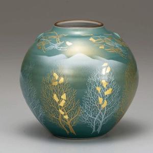 九谷焼 花瓶 8号花瓶・釉裏金箔山茶花 : 日本ものこと百貨 - 通販