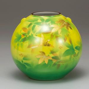 九谷焼 花瓶 8号花瓶・釉裏金箔彩山茶花（花台付）お祝い 記念品