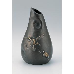 高岡銅器 銅製花瓶 駒鶴首 美術工芸品 記念品 花活 一輪挿し : 日本