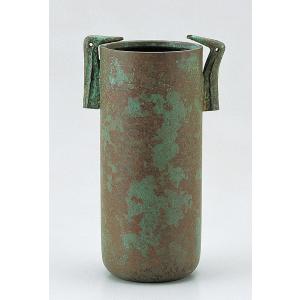 高岡銅器 銅製花瓶 鳳祥 小鳥 12号 美術工芸品 記念品 花活 : 日本もの