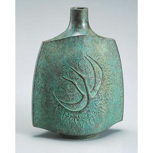 高岡銅器 銅製花瓶 鳳祥 小鳥 12号 美術工芸品 記念品 花活 : 日本もの