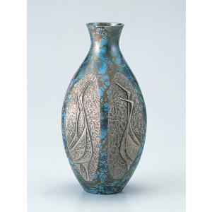 高岡銅器 銅製花瓶 寿想 4号（ブルー） 美術工芸品 記念品 花活