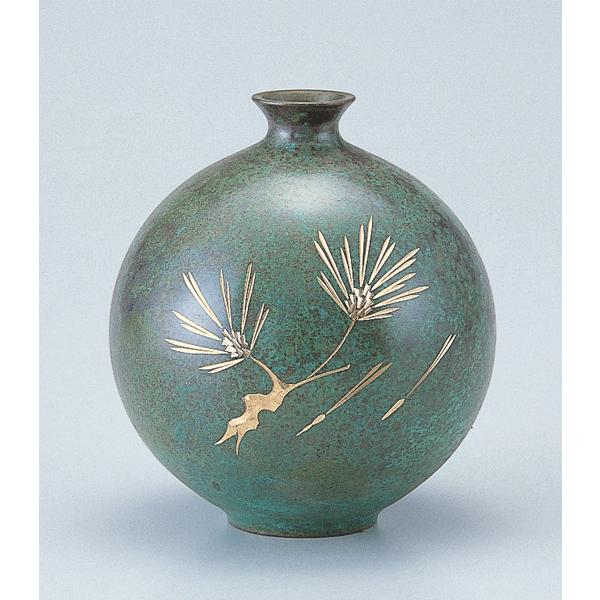 高岡銅器  銅製花瓶  玉寿 松　美術工芸品　記念品　花活　