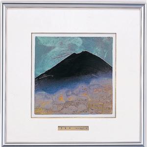 作家 彫金パネル 「陶板額 赤富士」 画家池田満寿夫 : 日本ものこと