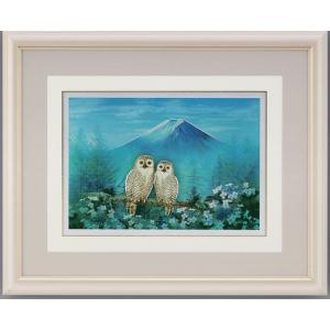 富士風水絵画 彫金パネル 「青富士 小」 画 池田満寿夫 招福 開運