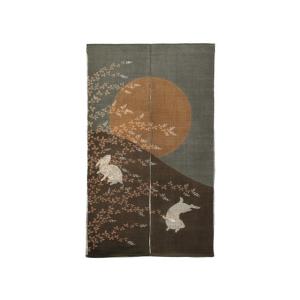 手染め　麻のれん　洛粋重ねのれん（月見うさぎ） <秋柄>　自然の癒し 安らぎ 贈り物 ギフト 内祝 新築祝 開店祝