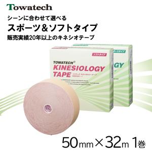 【送料無料】トワテック キネシオロジーテープ ソフトタイプ 5cm×32m 1巻 キネシオテープ スポーツテーピング 伸縮テープ 指 膝 50mm｜towatech