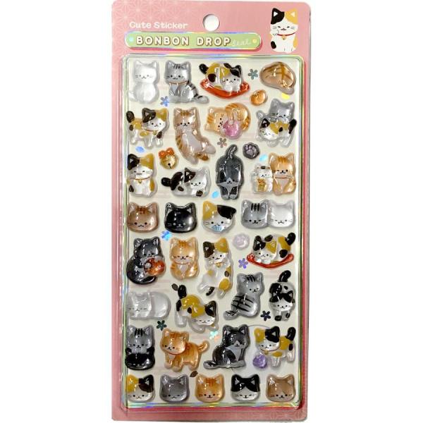 新品 ボンボンドロップシール 和猫 クーリア 正規品 3Dシール ぷくぷくシール シール交換 可愛い...