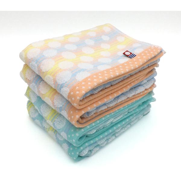 今治タオル ドットグラデーション フェイスタオル 4枚セット(オレンジ2枚・ブルー2枚) 今治タオル...