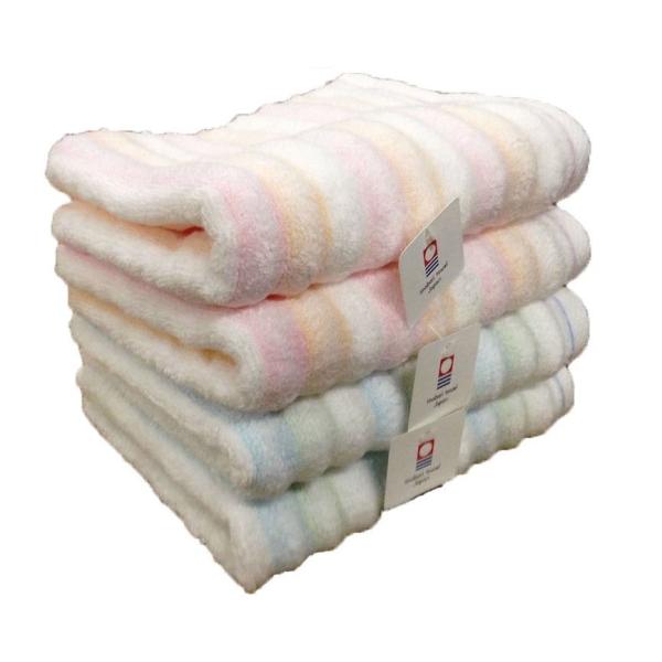 今治タオル ふわふわ無撚糸 新触感 フェイスタオル ふわもこウェーブ 4枚セット(ブルー2枚、ピンク...