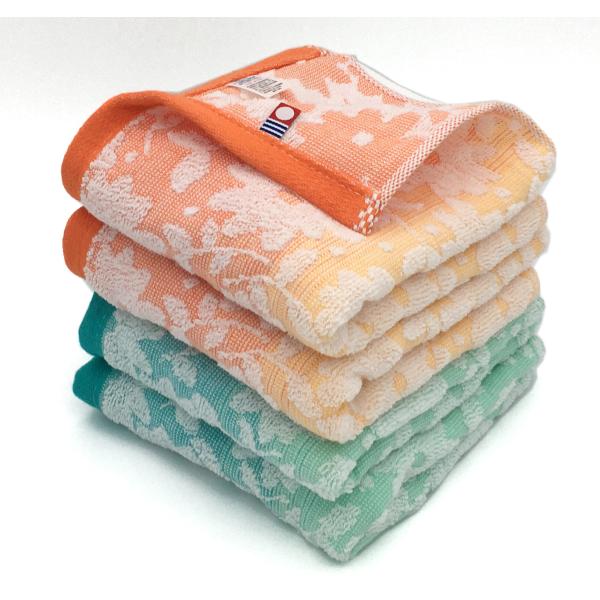 クーポン使用で500円オフ 今治タオル フローリー フェイスタオル 4枚セット(オレンジ2枚・ブルー...