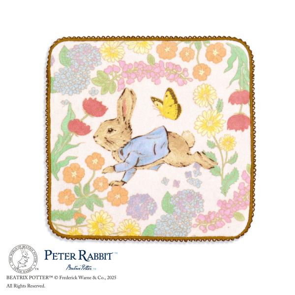 タオル 名入れ 刺繍 PETER RABBIT(TM)  お花とピーター タオルハンカチ ギフト プ...