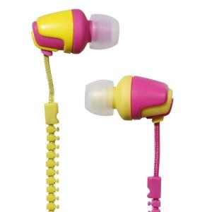 NAGAOKA ファスナーコードイヤホン Pink Yellow Headphone/Earphone｜tower