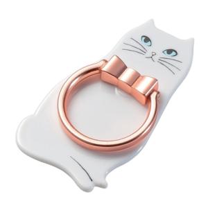 ELECOM スマホリング 白ネコ Accessories