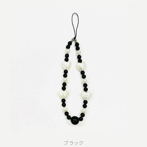 Melia ビーズストラップ ハート ブラック Accessories